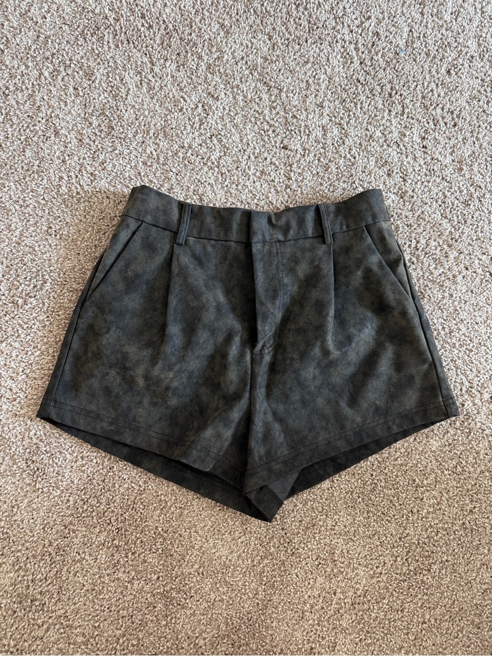 Free People High-Waist Faux Suede Shorts in Charcoal